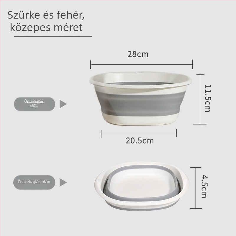 Összecsukható vízmedence otthonra és kollégiumba, arctisztításra és ruhamosáshoz, kinti utazásokhoz; hordozható lábáztatós és sokoldalú.