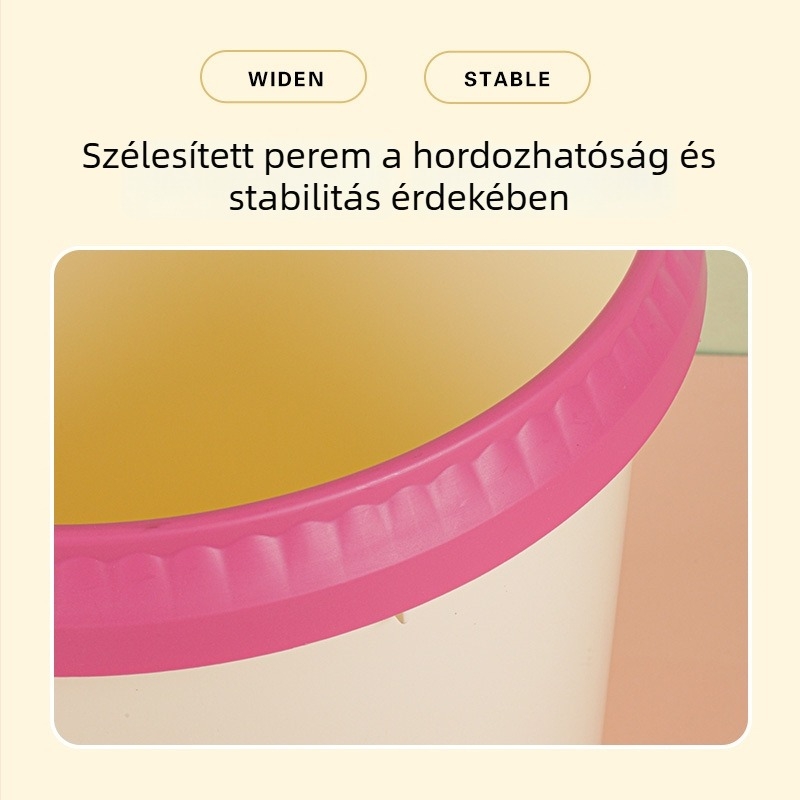 Műanyagból készült, henger alakú szemetes, 8 L, karikatúra nyomtatású dizájn, elegáns megjelenés nappaliba, konyhába és fürdőszobába
