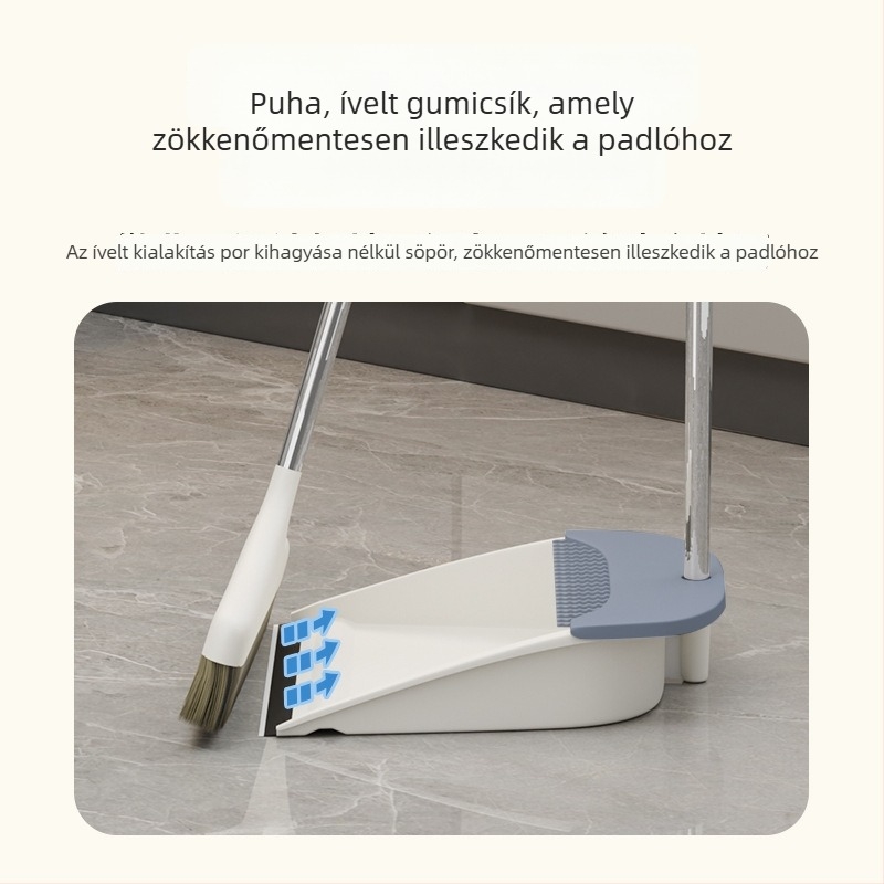 Otthoni seprű- és porlapát készlet tapadásmentes fejjel, amely nem ragadja a szőrszálakat
