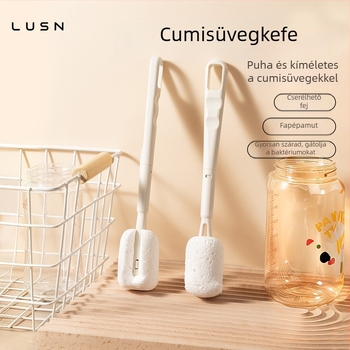 Újszülötteknek szóló tisztító kefe készlet: cumisüveg- és pohárkefe, cserélhető fejjel