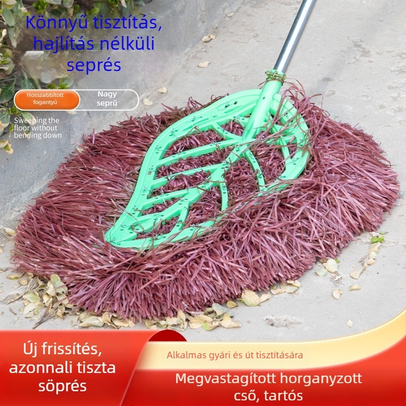 Háztartási kézzel készített seprű hosszú nyéllel, ideális a kapuudvar söpréséhez és felmosásához, por eltávolítására