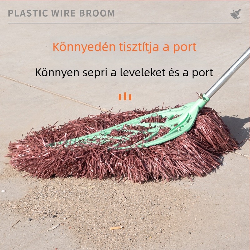 Háztartási kézzel készített seprű hosszú nyéllel, ideális a kapuudvar söpréséhez és felmosásához, por eltávolítására