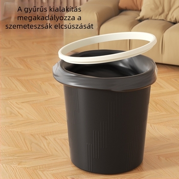 Műanyag szemetes, 8 literes, hengeres, fedél nélküli, otthoni használatra — nyomógyűrűvel és szag elleni funkcióval
