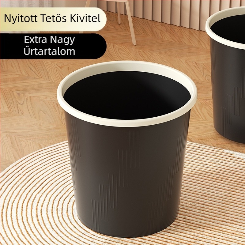 Műanyag szemetes, 8 literes, hengeres, fedél nélküli, otthoni használatra — nyomógyűrűvel és szag elleni funkcióval