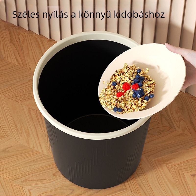 Műanyag szemetes, 8 literes, hengeres, fedél nélküli, otthoni használatra — nyomógyűrűvel és szag elleni funkcióval