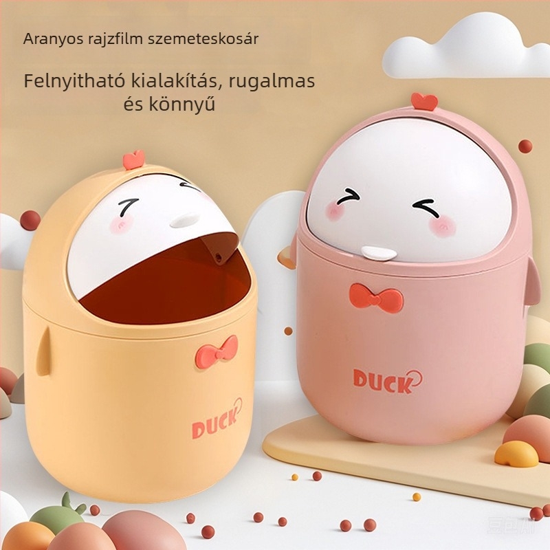 Kis műanyag szemetes lengőfedéllel, íróasztalhoz, diákszobába és tároláshoz az ágy alatt.