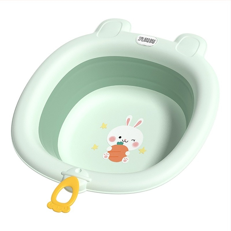 Összecsukható babafürdető mosóedény rajzfilm mintával, PP műanyag, 32 cm, akasztózsinórral