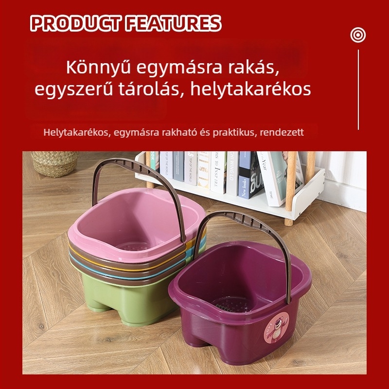 Műanyag lábfürdő négy kerékkel és görgővel, hordozható