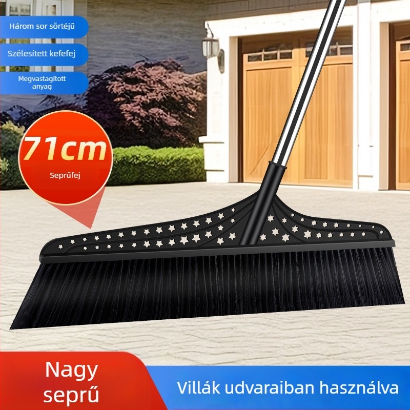 Nagy söprű merev sörtékkel, extrán széles kivitelű udvar- és kerttisztításhoz, tartós söprű