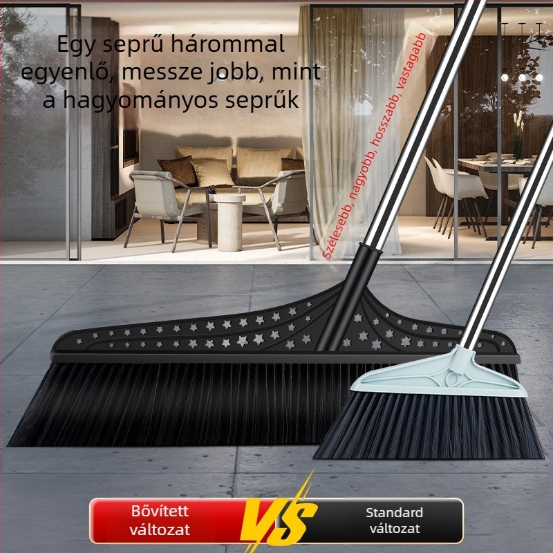 Nagy söprű merev sörtékkel, extrán széles kivitelű udvar- és kerttisztításhoz, tartós söprű