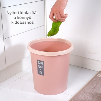 Kerek fedél nélküli műanyag szemetes, 6 L, matt felület, konyhába, fürdőszobába és irodába