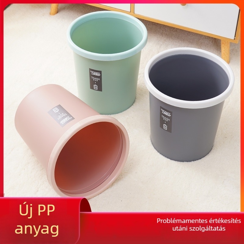 Kerek fedél nélküli műanyag szemetes, 6 L, matt felület, konyhába, fürdőszobába és irodába