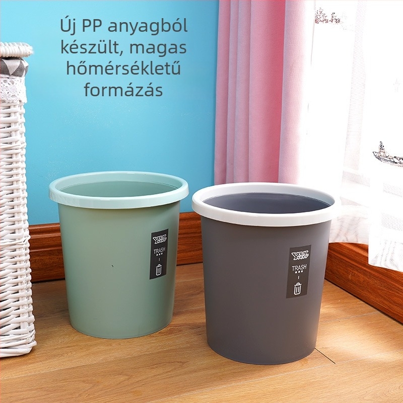 Kerek fedél nélküli műanyag szemetes, 6 L, matt felület, konyhába, fürdőszobába és irodába