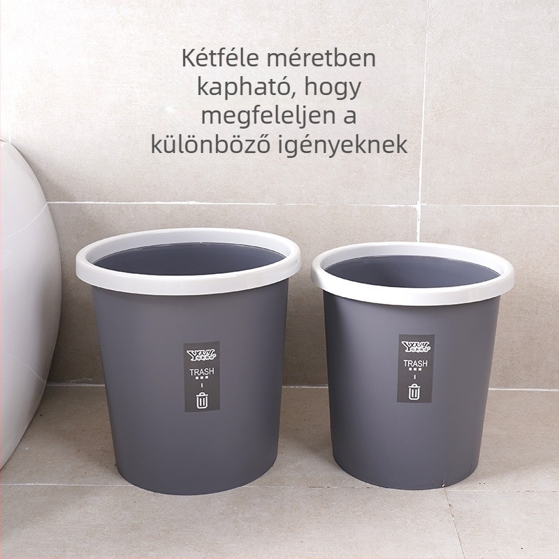 Kerek fedél nélküli műanyag szemetes, 6 L, matt felület, konyhába, fürdőszobába és irodába