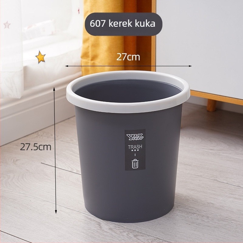 Kerek fedél nélküli műanyag szemetes, 6 L, matt felület, konyhába, fürdőszobába és irodába