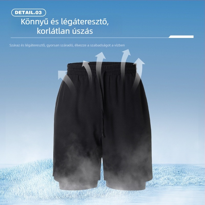 Férfi sportos, plusz méretű gyorsan száradó boxer-stílusú úszónadrág