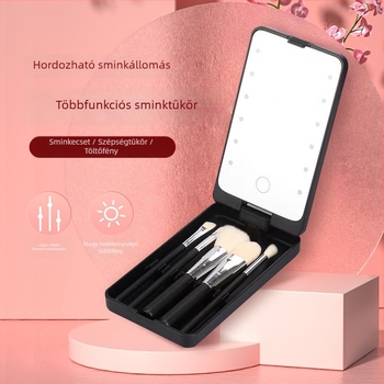 LED világításos sminktükör - kompakt, hordozható asztali összecsukható