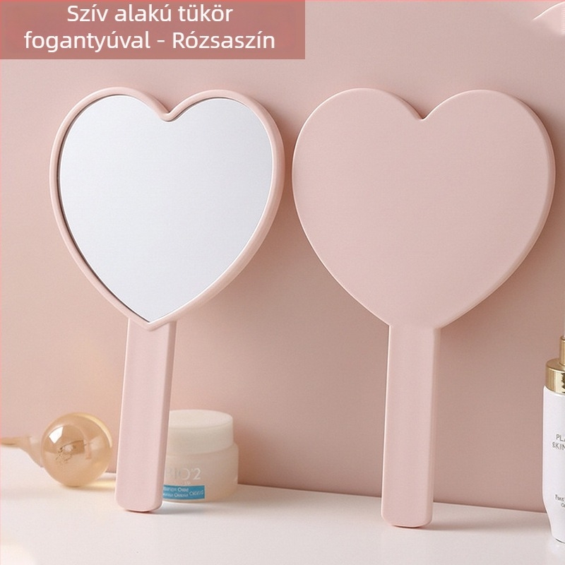 Szív alakú kézbe tartható sminktükör, kis méretű, hordozható nőknek