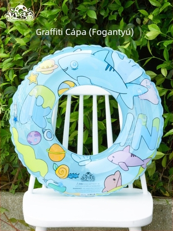 Cápaszerű úszógumi gyermekeknek és felnőtteknek, felfújható vízi játék, 60-80 cm