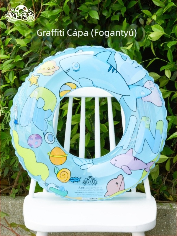 Cápaszerű úszógumi gyermekeknek és felnőtteknek, felfújható vízi játék, 60-80 cm