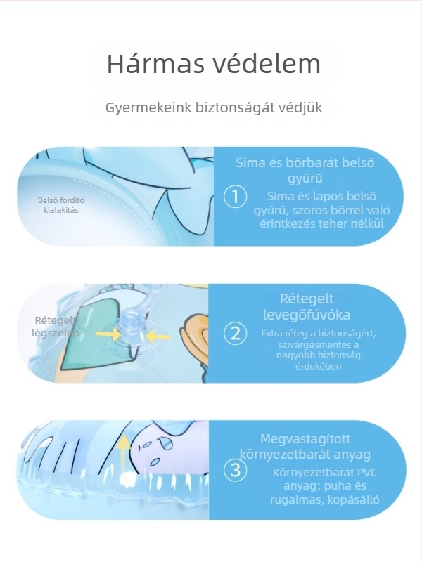 Cápaszerű úszógumi gyermekeknek és felnőtteknek, felfújható vízi játék, 60-80 cm