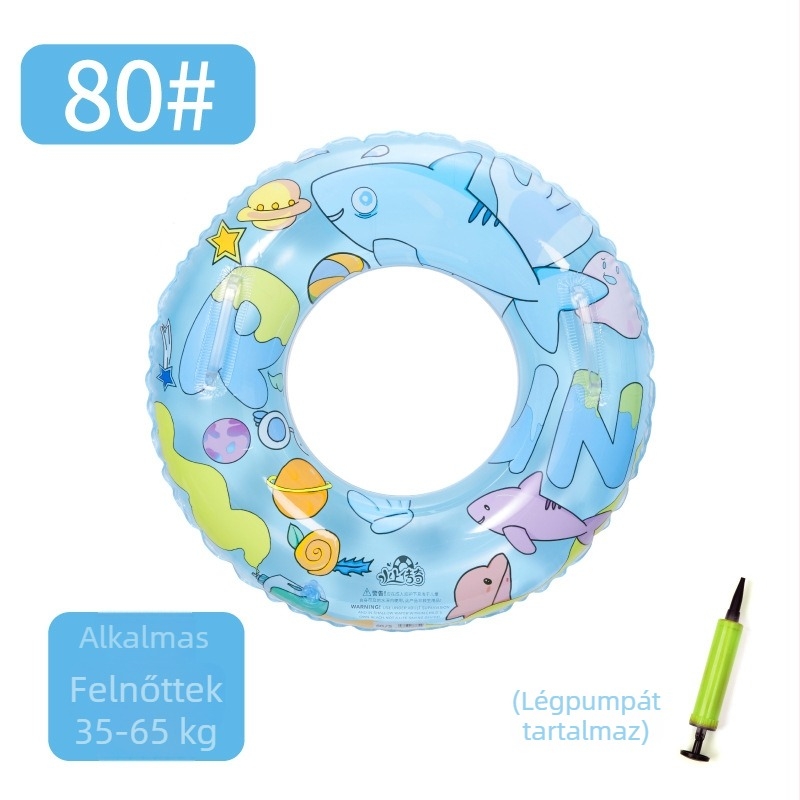 Cápaszerű úszógumi gyermekeknek és felnőtteknek, felfújható vízi játék, 60-80 cm