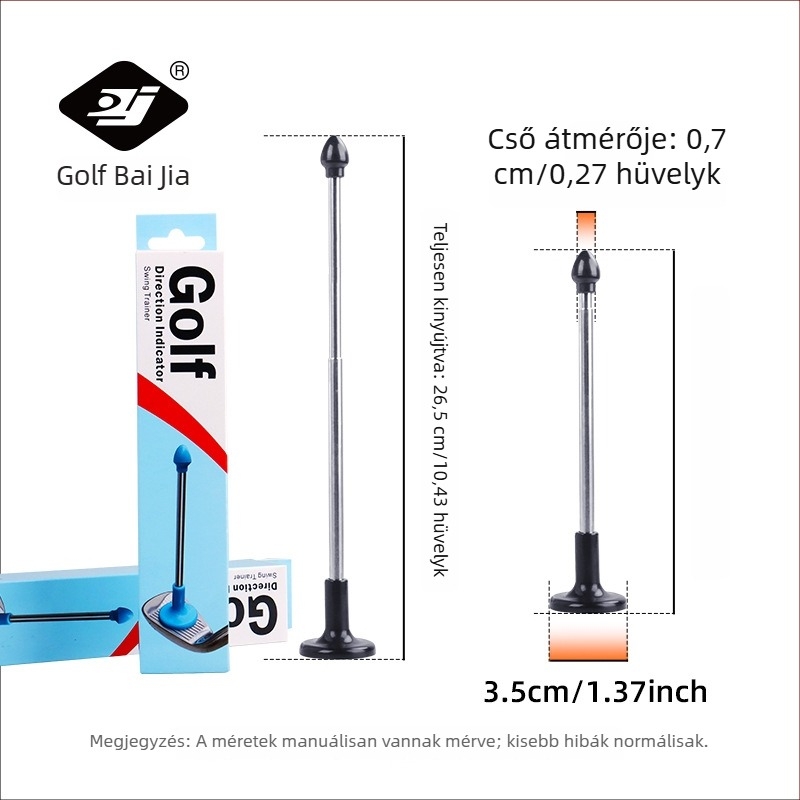 Golfütés irányának jelzője – edzőrúddal a korrekcióhoz