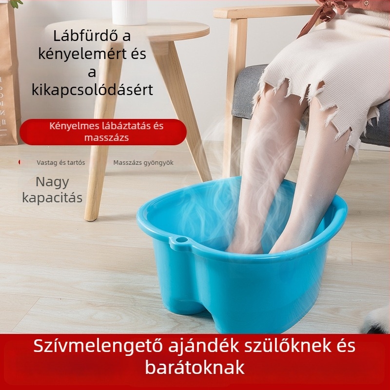 Műanyag lábáztatókád otthoni használatra, nagy kapacitású, lábszárig érő masszázs és lábfürdő.
