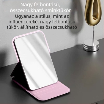 Összecsukható sminktükör az asztalra és a kollégiumba, hordozható kézi tükör, PU bőr mini sminktükör
