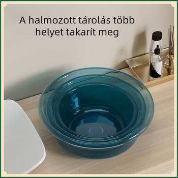 Áttetsző, vastag műanyag, nagy háztartási mosóedény, konyhai zöldségek mosására, babaruhák mosására, arc- és lábfürdőre