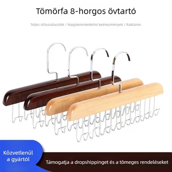 Fából készült ruhafogas többcsatornás tárolóval - magas minőségű, multifunkcionális otthoni szervező