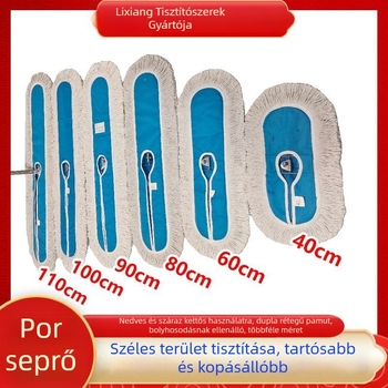 Nagy lapos mop pamutszálakkal, por eltávolítására iskolák és szállodák számára