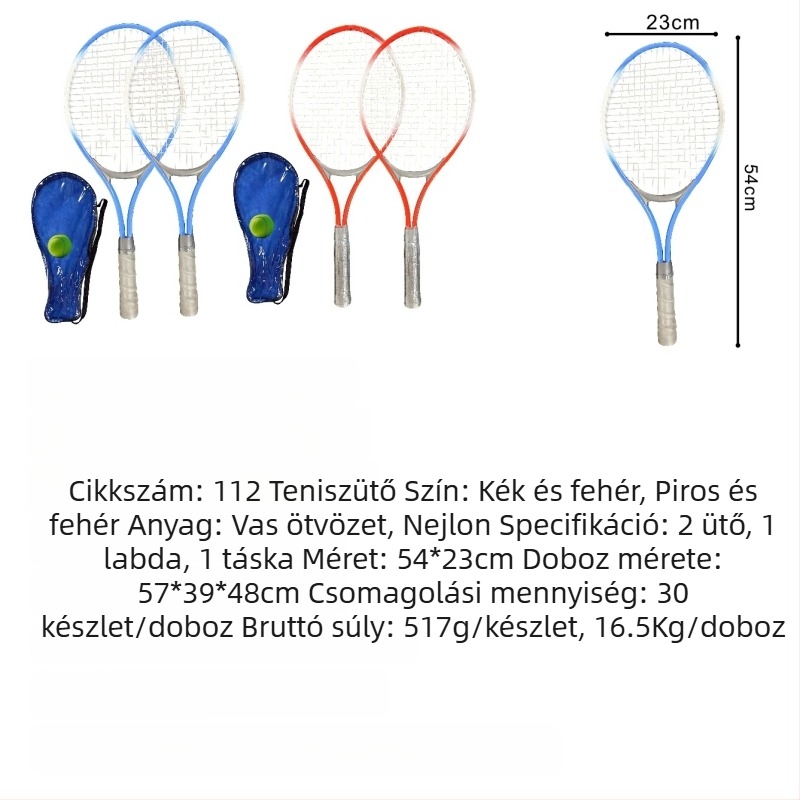 Vasból készült mini teniszütő gyerekeknek – kompakt vasötvözetből készült váz, méretek 53×22,5 cm