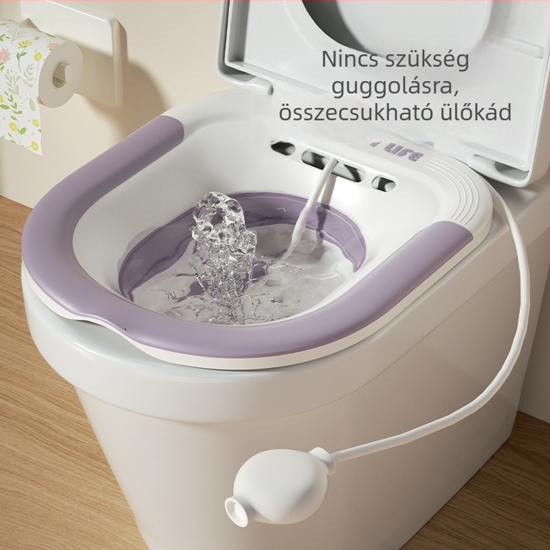 Összecsukható bidet medence szülés utáni ápoláshoz és gyógyszeres áztatáshoz, vécé-stílusú személyes higiénés medence, 40×34 cm, TPE