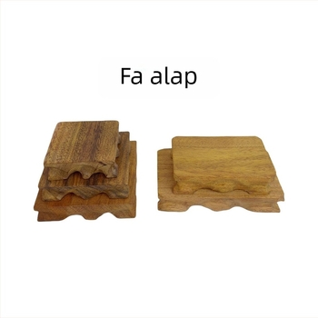Tömörfa vázaalap gyökérfaragású díszítéssel, teáscsésze és teáskészlet, Buddha-szobor – kézműves dekoráció
