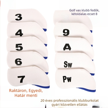 10 darab gumi golfütő fejfedő, kétoldalas logónyomtatással