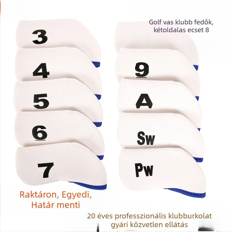 10 darab gumi golfütő fejfedő, kétoldalas logónyomtatással