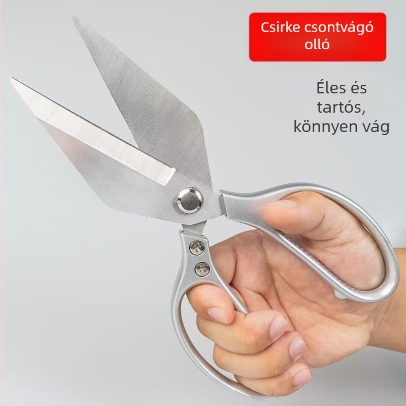 Vastagított rozsdamentes acélból készült konyhai olló, többfunkciós, csontvágáshoz és baromfi felkészítéséhez