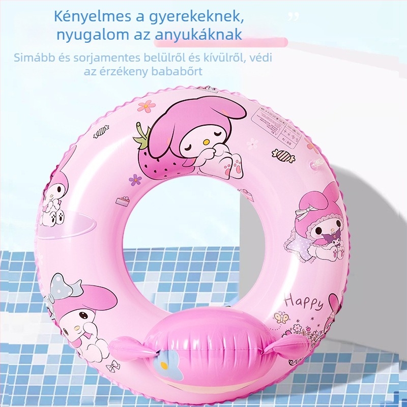 Gyerekeknek Kuromi vastagfalú úszógumi, anti-tilt dizájn, felfújható kezdőknek
