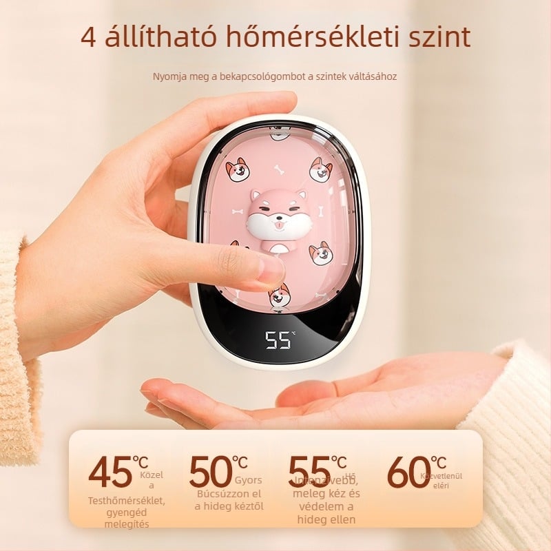 Corgi formájú kézmelegítő és USB power bank, 2 az 1-ben, mini kézmelegítő