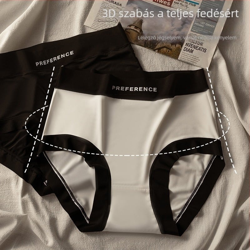 Ice Silk női seamless fehérnemű, középmagas derék a has formázásához, plusz méret, nyári vékony, antibakteriális, pamut gusset