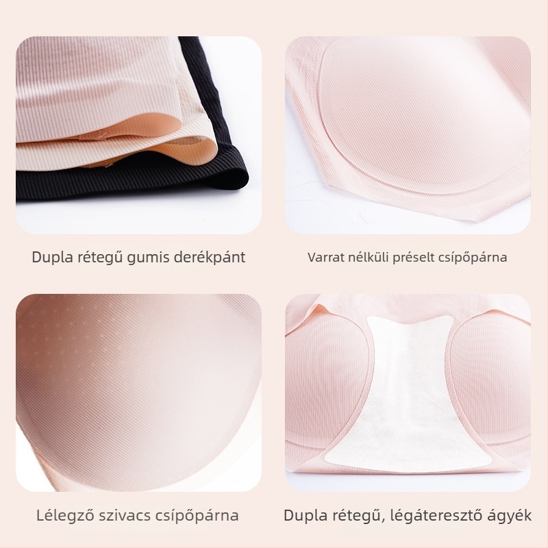 Varrásmentes, vékony, párnázott fenékemelő fehérnemű női, természetes vonal, Ice Silk anyagból