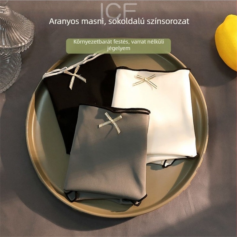 Női Ice Silk alsónemű pamut betéttel a lágyéknál, alacsony–középső derék, egyszínű háromszög fazon