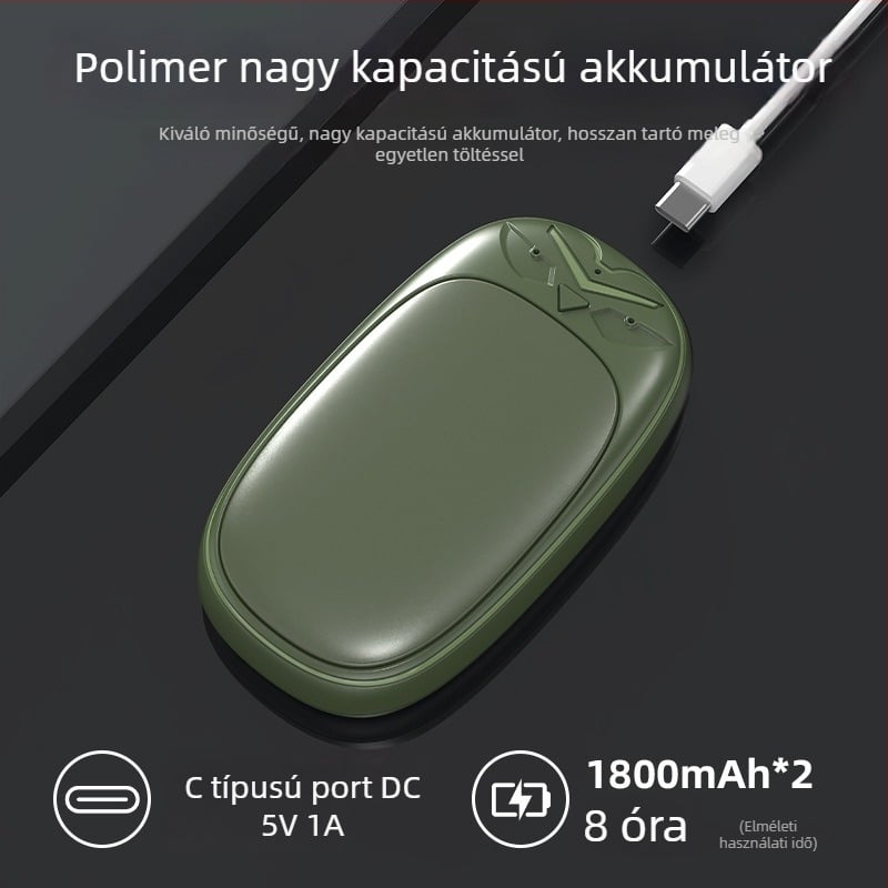 Újratölthető, hordozható kézmelegítő magas hőmérséklettel, robbanásbiztos, osztott mágneses kialakítású téli használatra