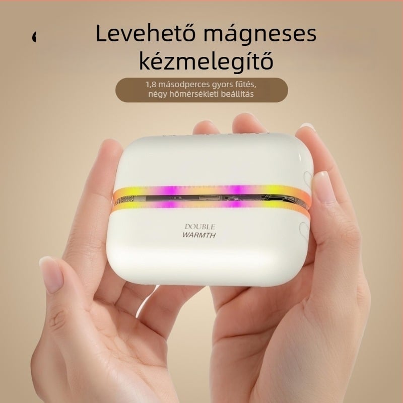 Színes mágneses kézmelegítő, újratölthető, szétszedhető 2-in-1 típus, hét színű fény, önmelegedő, ajándék lányoknak
