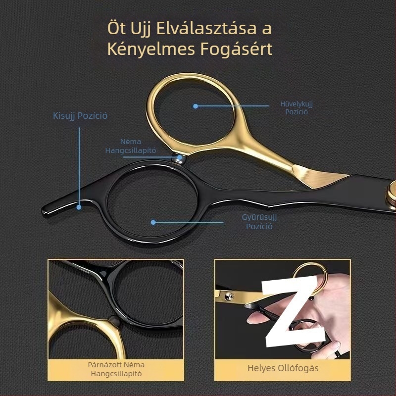 Professzionális otthoni használatra tervezett hajvágó olló készlet: frufru-ritkító ollóval nőknek és gyerekeknek