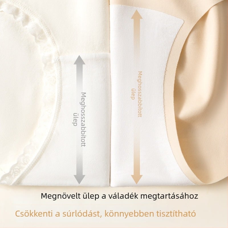 Női Ice Silk seamless, magas derekú menstruációs alsó, antibakteriális, lélegző, pamut bélés