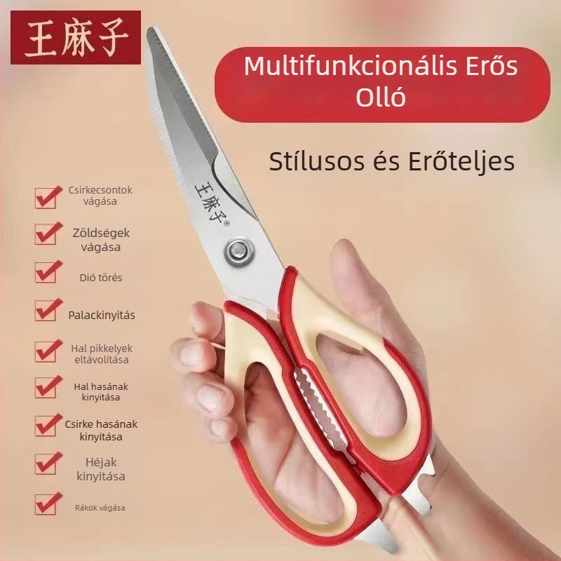 Wang Mazi konyhai ollók háztartási használatra, multifunkcionális csontollók csirke csontokhoz, főzéshez, élelmiszerekhez, steakhez és barbecue-hoz