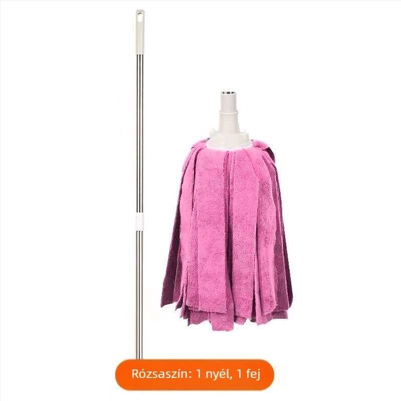 Klasszikus háztartási mop, kéz nélküli tisztítás, száraz és nedves kettős használat, pamut törölközőanyagú fej, nedvszívó kör alakú mop