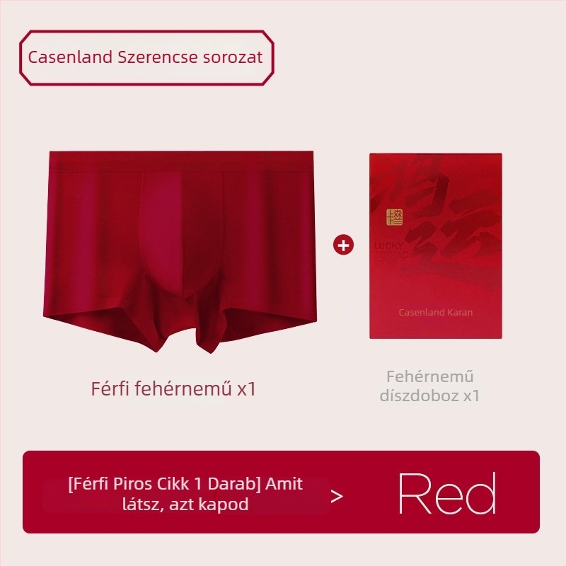 Férfiaknak szóló modal luxus selyem boxeralsó burgundi színben, mulberry selyem bélés, a Ló évére és a születési évére